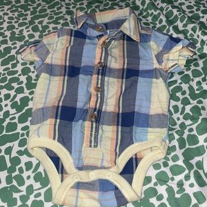 Yellow and blue Plaid onesie bottom up